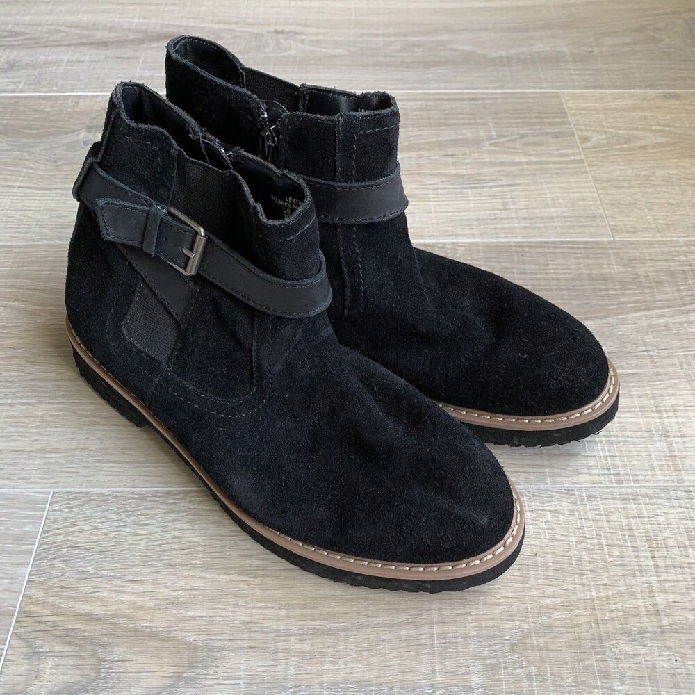 Bongo Kinsley Black Suede Zip Up Booties Sz 9 Boots Buckle